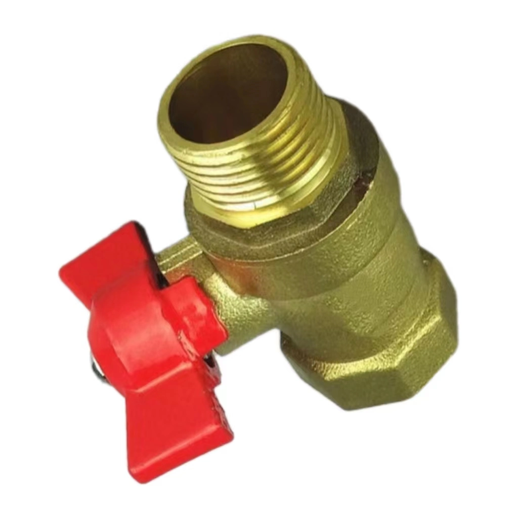 Brass Inside and Outside Wire Straight Handle Red Cap All Copper Manual Butterfly Valve